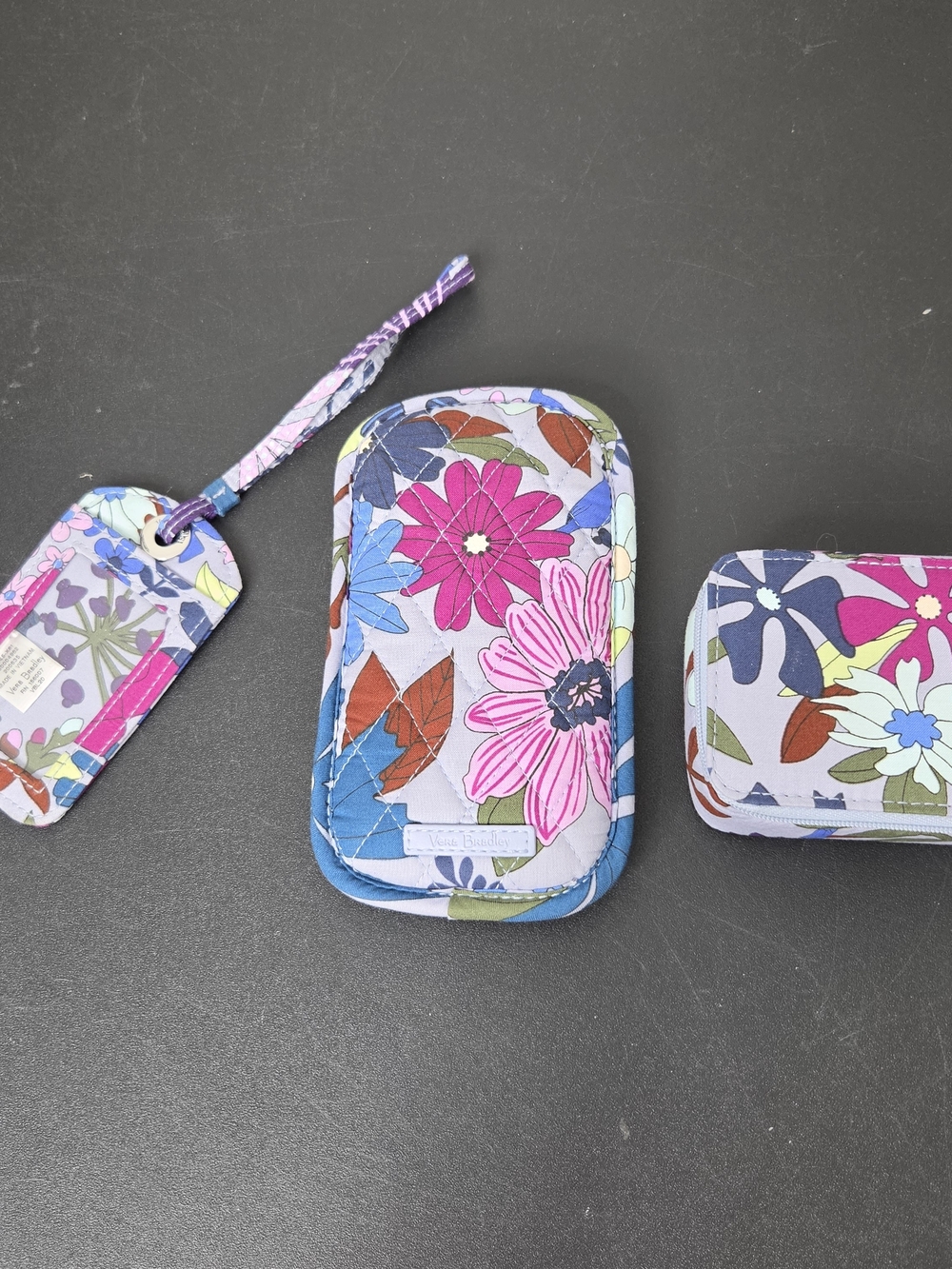 Vera Bradley Floral 7 Day Pill Case, Luggage Tag & Glasses Case Set